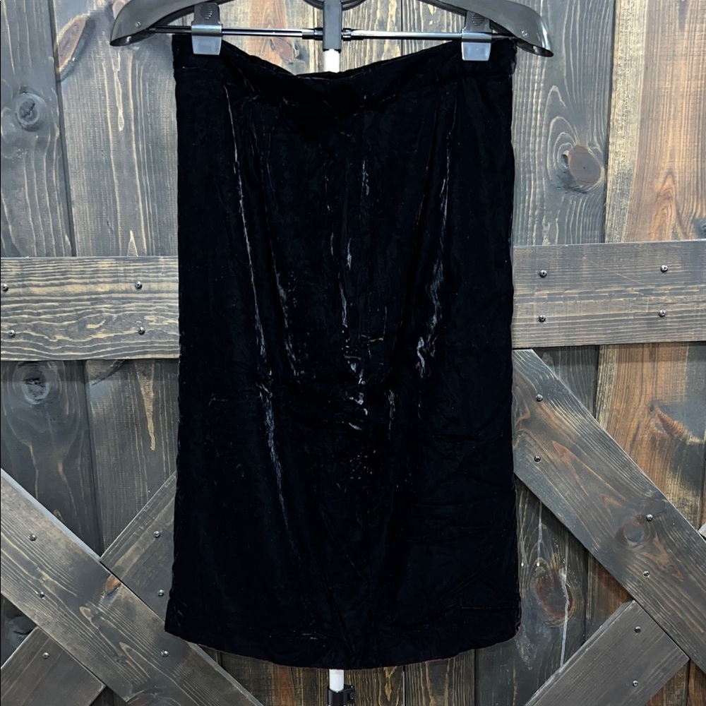 Vintage Brooks Brothers Black Velvet Midi Skirt 12 Lined Formal Y2K 90s Grunge